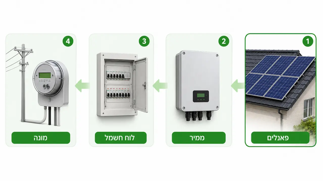 מסלול הזרם במערכת פוטו-וולטאית וההשלכות התכנוניות שלו