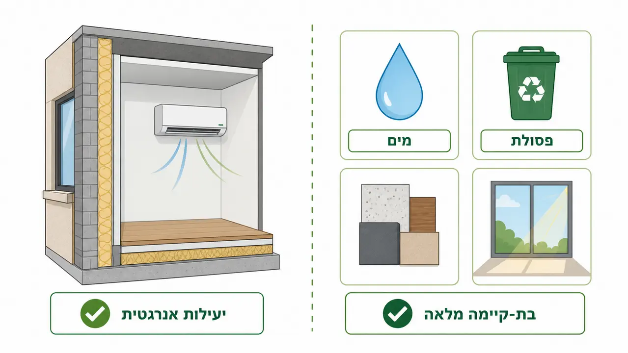 הפער בין בניין חסכוני באנרגיה לבין בנייה בת קיימה