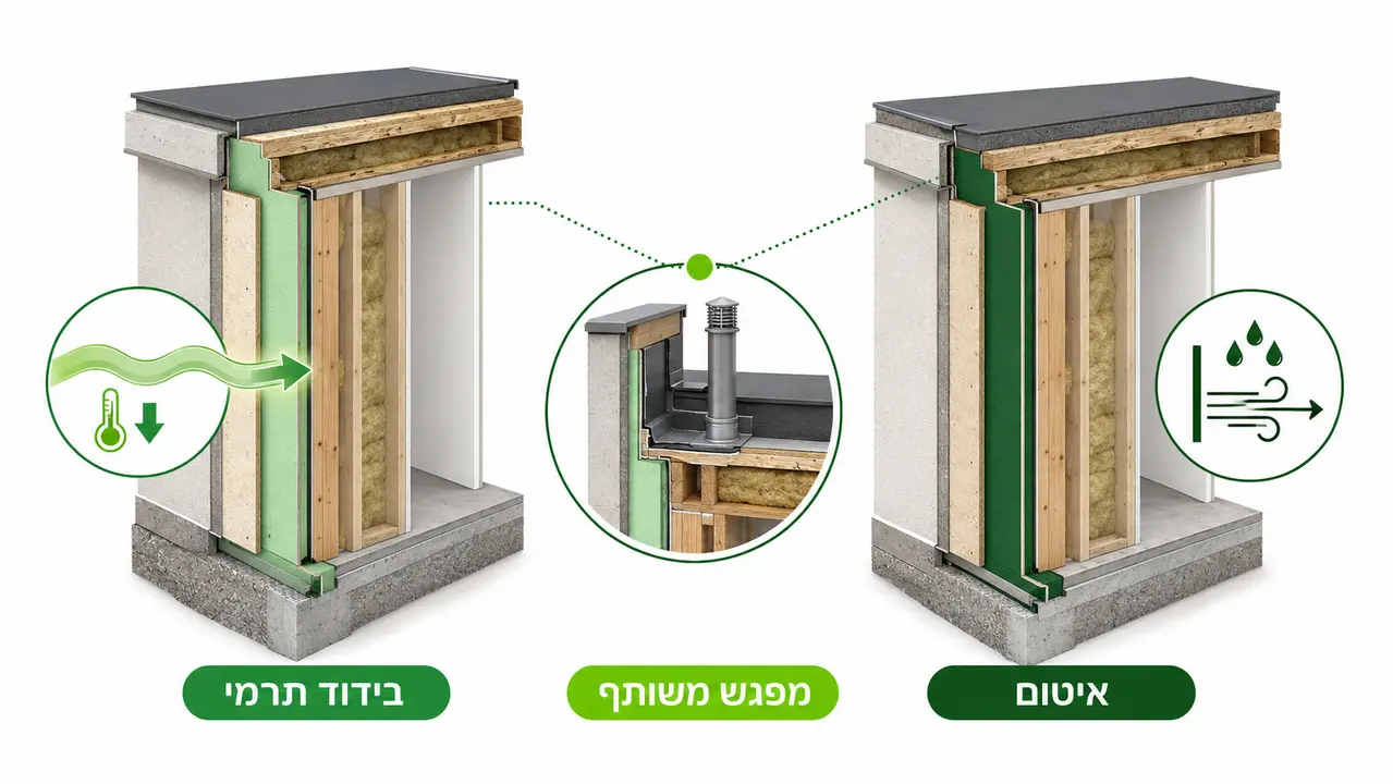 ההבחנה בין בידוד תרמי לאיטום במעטפת