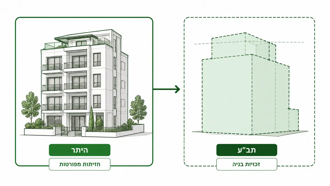 תב"ע קובעת את המותר, ההיתר קובע את הבנוי