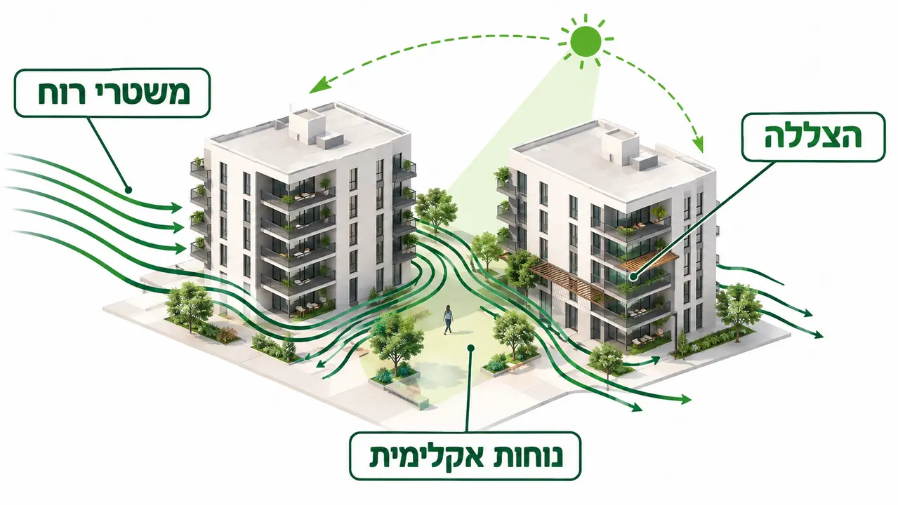 מיקרו-אקלים, רוחות והצללות כשיקול תכנוני מובנה